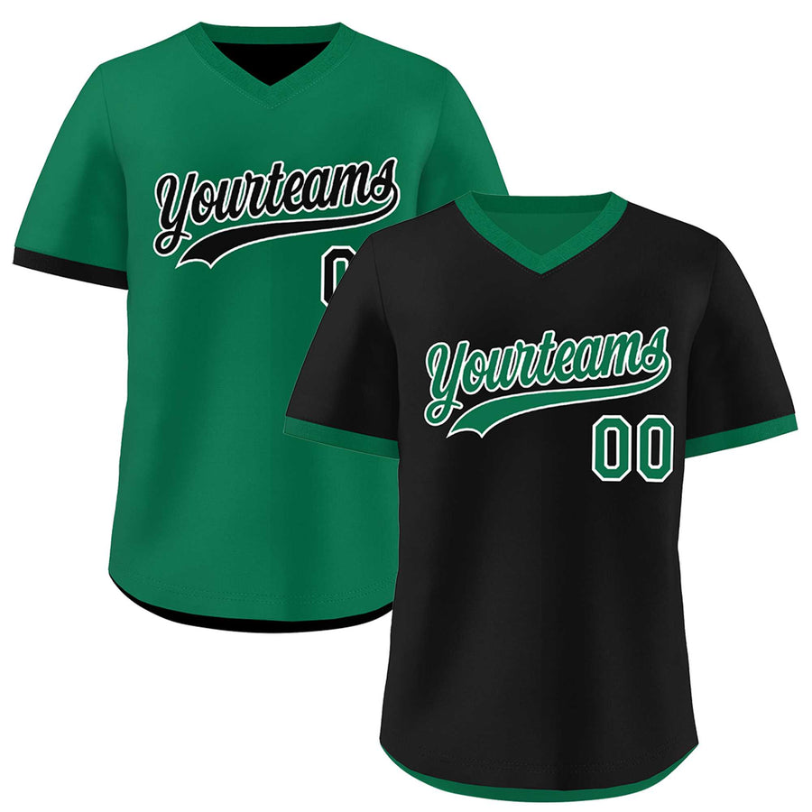 Custom Kelly Green Black Reversible Pullover Baseball Jersey Classic Style Lightweight | BuyFootballJersey