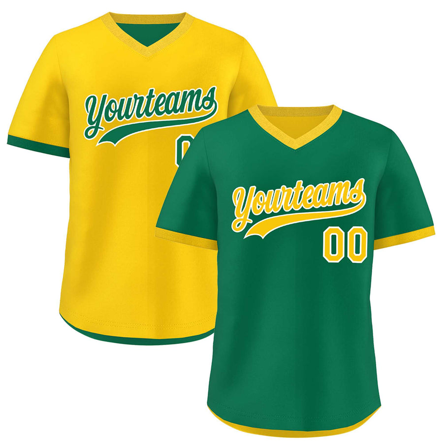 Custom Kelly Green Gold Reversible Pullover Baseball Jersey Classic Style Quick Dry | BuyFootballJersey