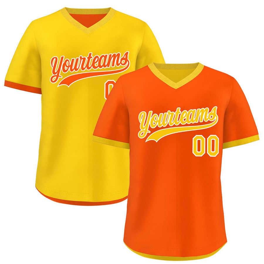 Custom Gold Orange Reversible Pullover Baseball Jersey Classic Style Lightweight | BuyFootballJersey