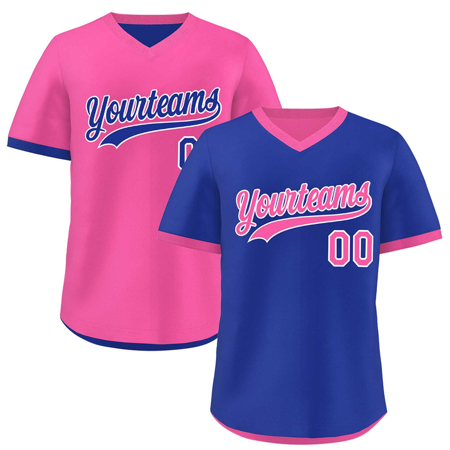 Custom Pink Royal Blue Reversible Pullover Baseball Jersey Classic Style Quick Dry | BuyFootballJersey