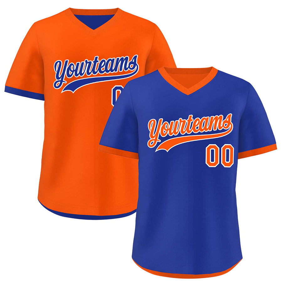 Custom Royal Blue Orange Reversible Pullover Baseball Jersey Classic Style Lightweight | BuyFootballJersey