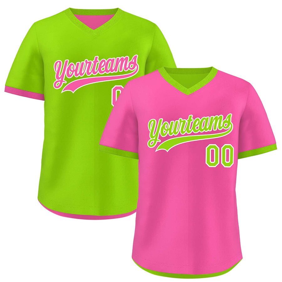 Custom Neon Green Pink Reversible Pullover Baseball Jersey Classic Style Quick Dry | BuyFootballJersey