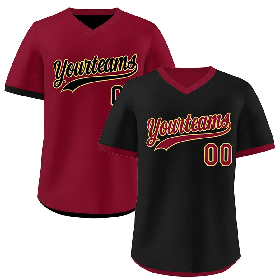 Custom Crimson Khaki Reversible Pullover Baseball Jersey Classic Style Lightweight | BuyFootballJersey