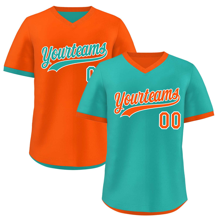 Custom Neon Green Orange Reversible Pullover Baseball Jersey Classic Style Breathable | BuyFootballJersey