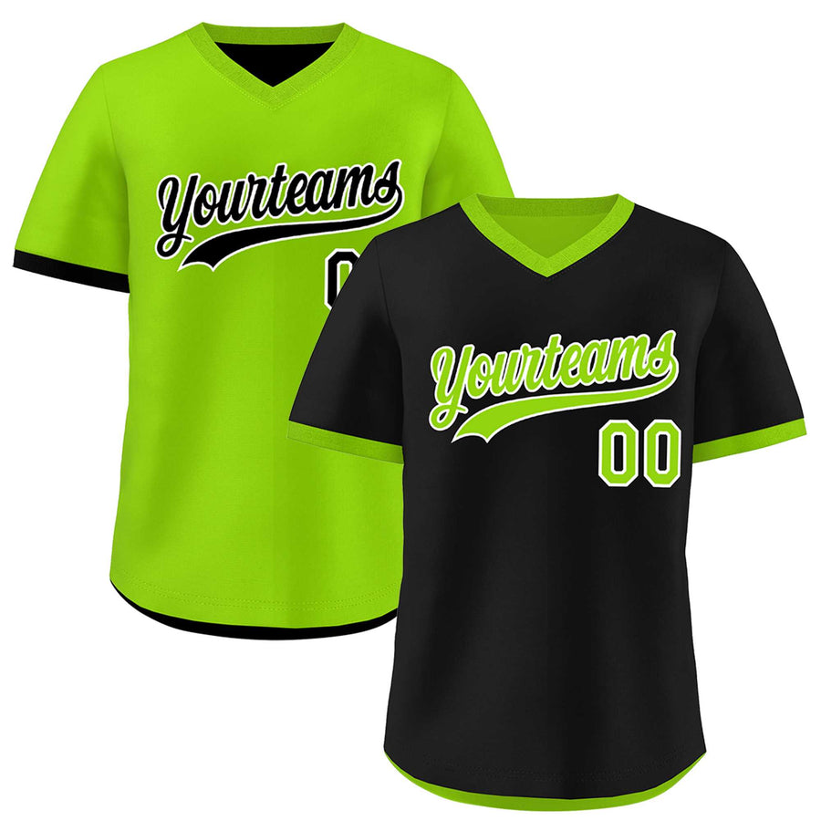 Custom Neon Green Black Reversible Pullover Baseball Jersey Classic Style Quick Dry | BuyFootballJersey