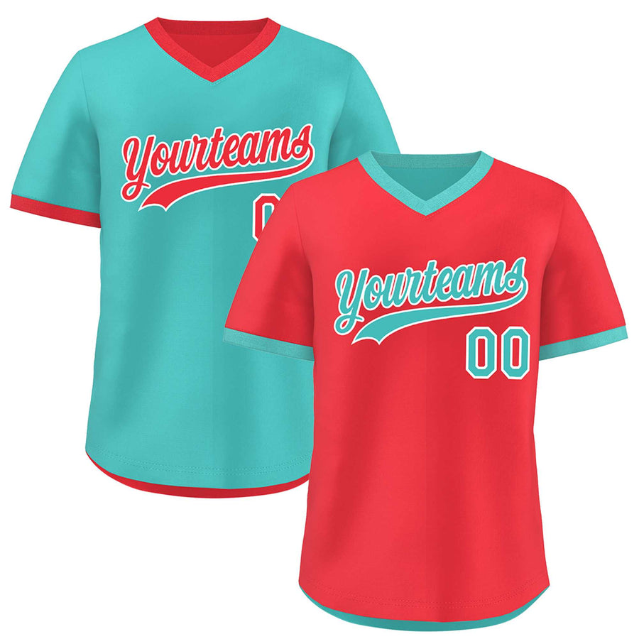 Custom Teal Neon Green Reversible Pullover Baseball Jersey Classic Style Lightweight | BuyFootballJersey
