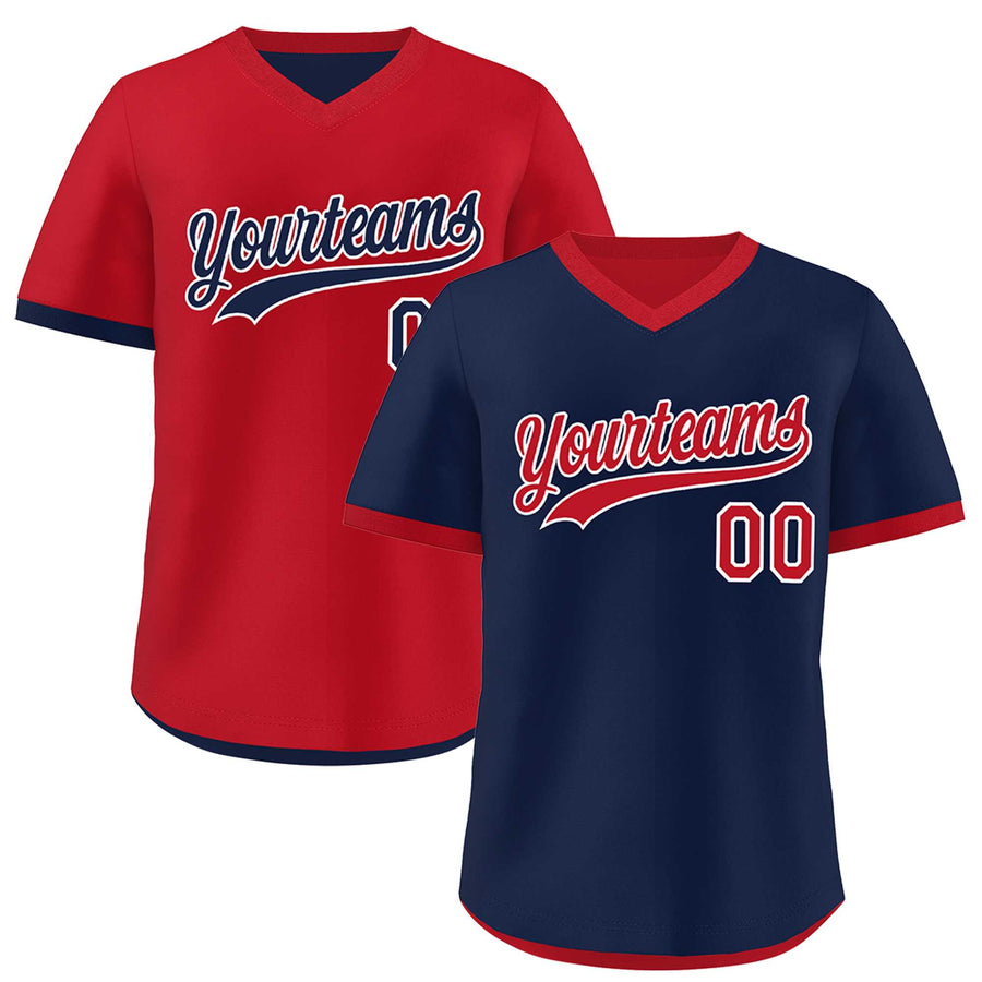 Custom Red Navy Reversible Pullover Baseball Jersey Classic Style Quick Dry | BuyFootballJersey