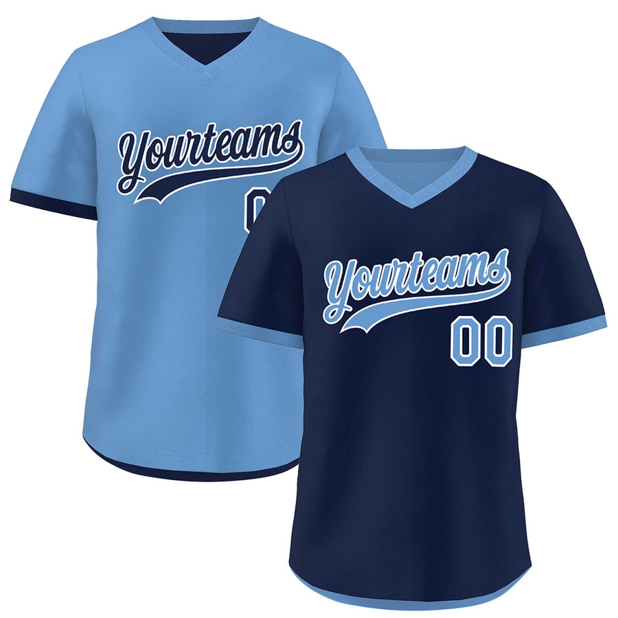 Custom Light Blue Navy Reversible Pullover Baseball Jersey Classic Style Lightweight | BuyFootballJersey