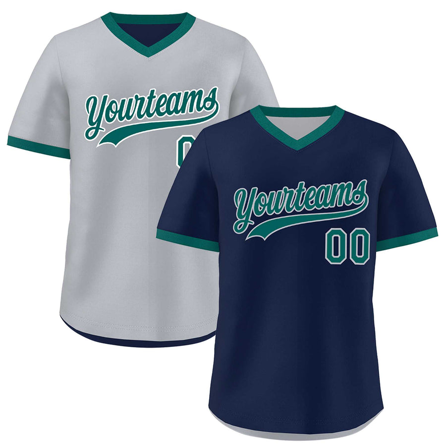 Custom Teal Silver Reversible Pullover Baseball Jersey Classic Style Quick Dry | BuyFootballJersey