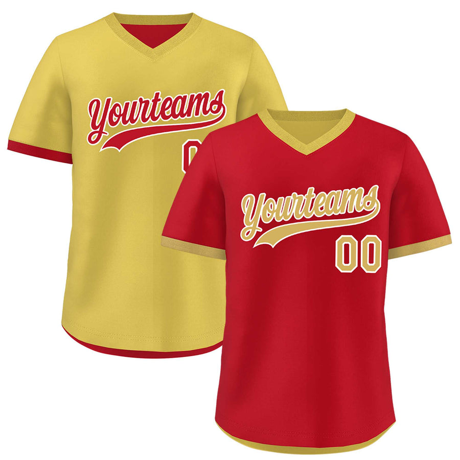 Custom Old Gold Red Reversible Pullover Baseball Jersey Classic Style Quick Dry | BuyFootballJersey