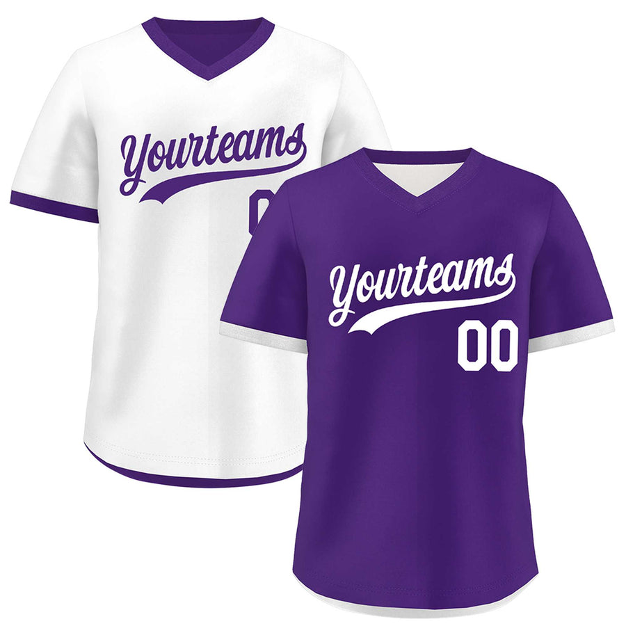 Custom Purple White Reversible Pullover Baseball Jersey Classic Style Breathable | BuyFootballJersey