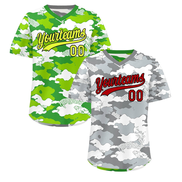 Custom Silver Light Green Reversible Pullover Baseball Jersey Camo Lightweight | BuyFootballJersey