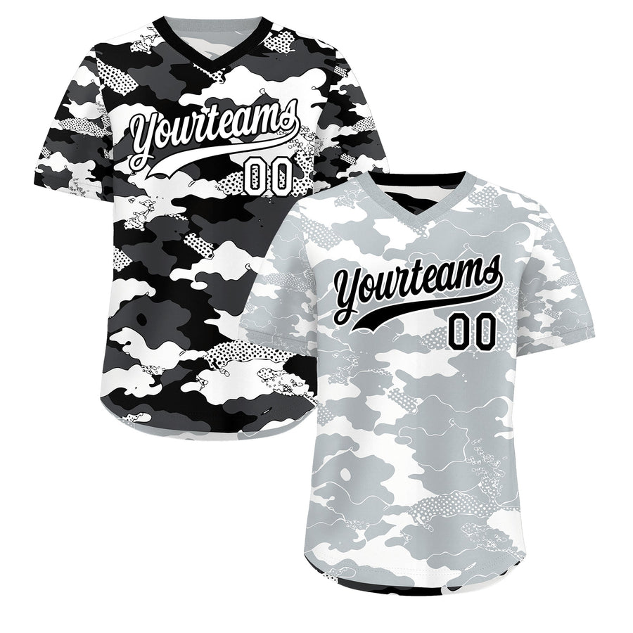 Custom White Black Reversible Pullover Baseball Jersey Camo Breathable | BuyFootballJersey