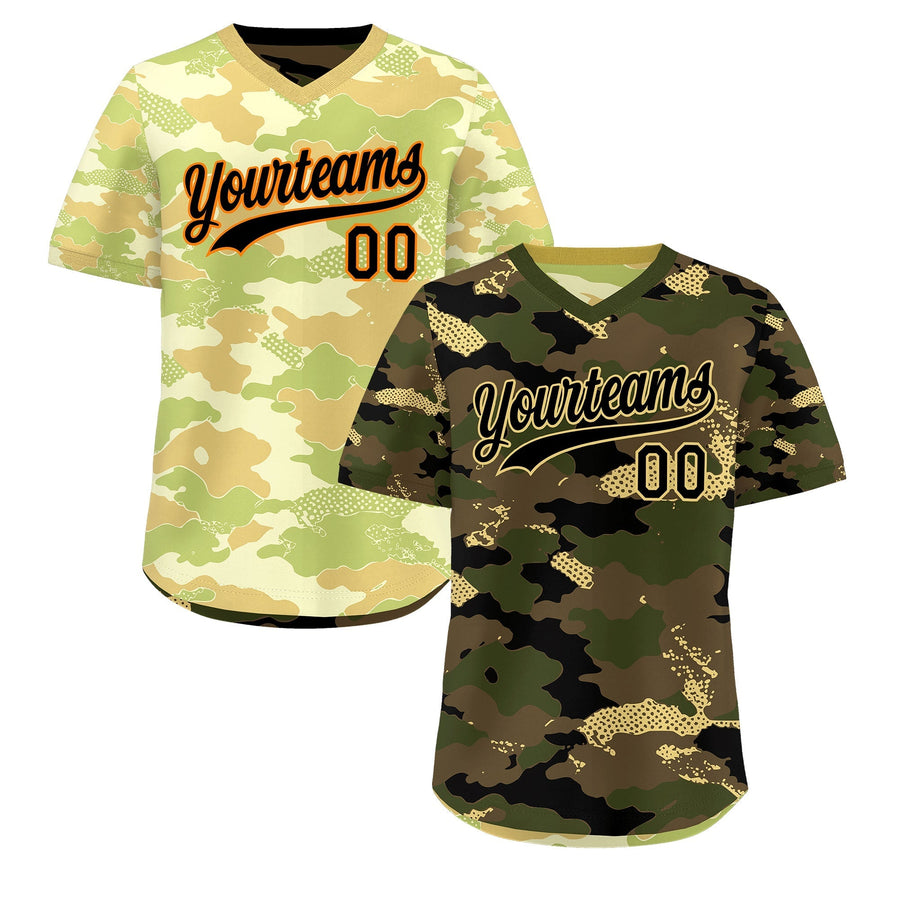 Custom Olive Light Brown Khaki Reversible Pullover Baseball Jersey Camo Lightweight | BuyFootballJersey