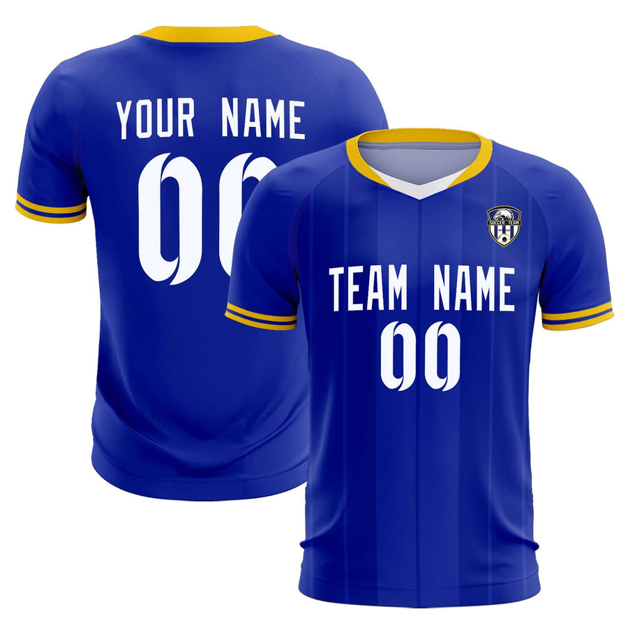 Custom Royal Classic Striped Personalized Soccer Tops/Sets Jersey | BuyFootballJersey