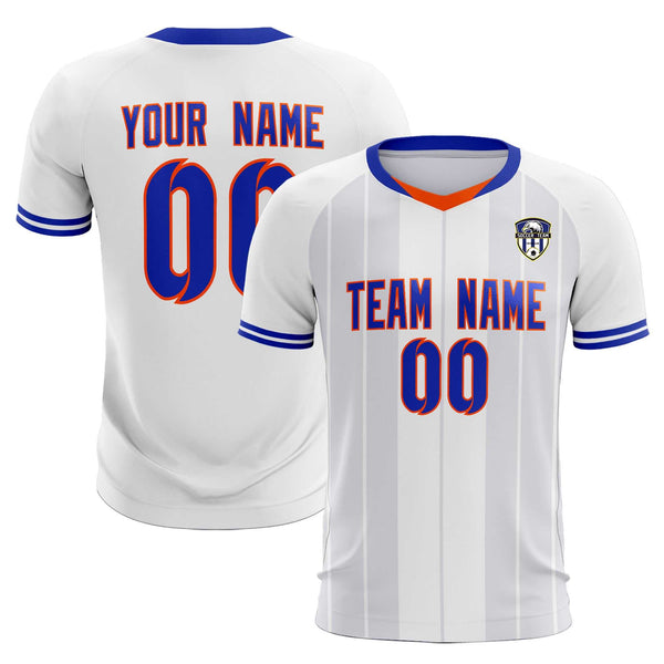 Custom White Classic Striped Personalized Soccer Tops/Sets Jersey | BuyFootballJersey