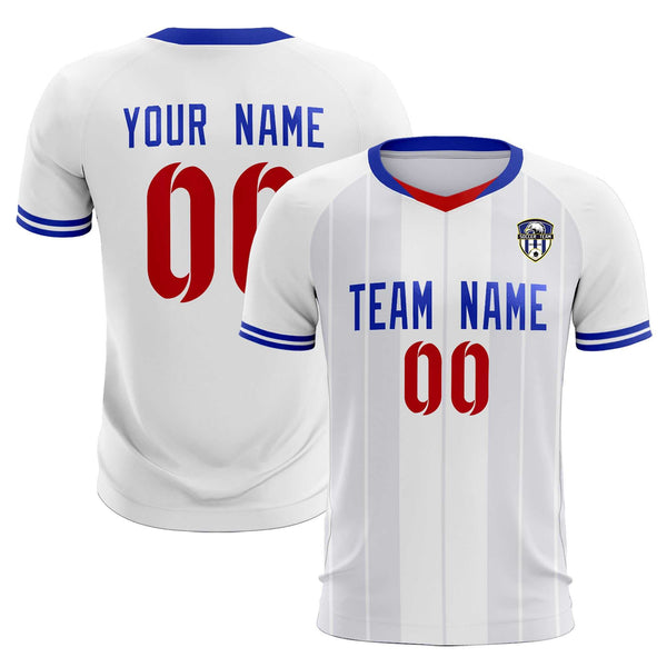 Custom White Classic Striped Personalized Soccer Tops/Sets Jersey | BuyFootballJersey