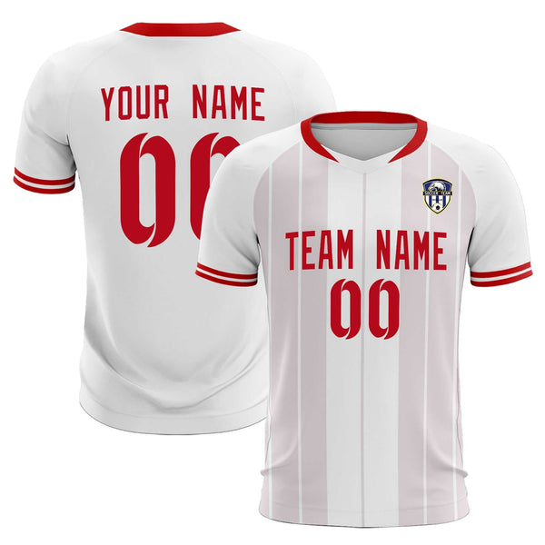 Custom White Classic Striped Personalized Soccer Tops/Sets Jersey | BuyFootballJersey