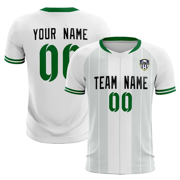 Custom White Classic Striped Personalized Soccer Tops/Sets Jersey | BuyFootballJersey