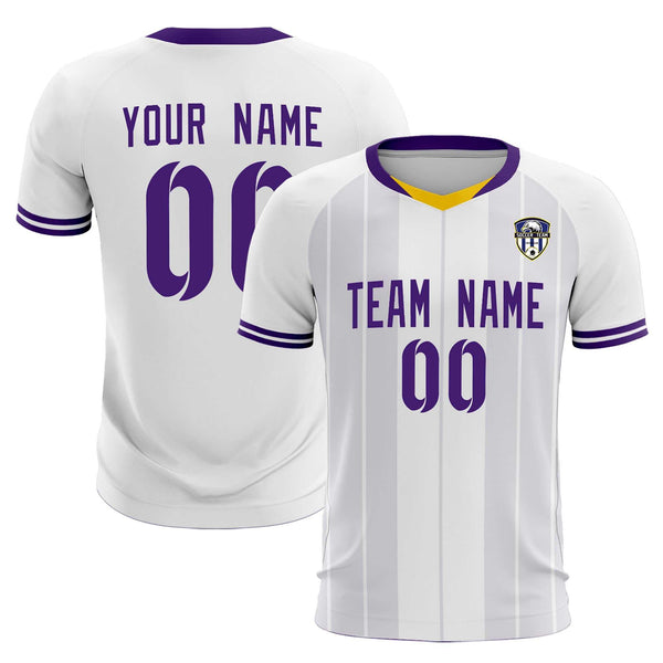 Custom White Classic Striped Personalized Soccer Tops/Sets Jersey | BuyFootballJersey