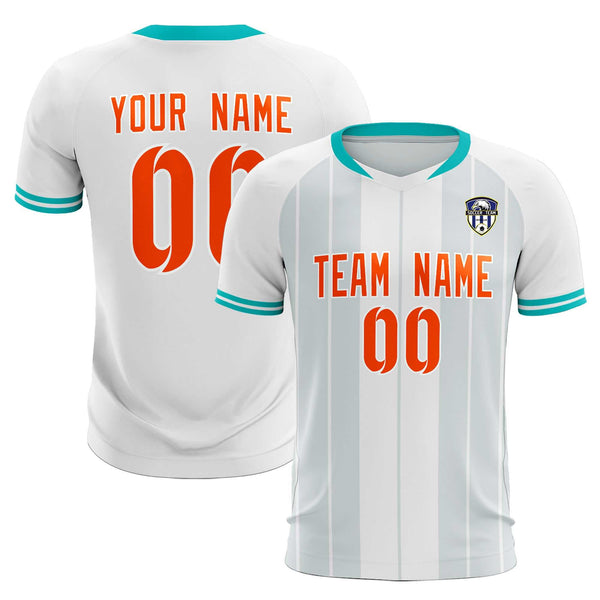 Custom White Classic Striped Personalized Soccer Tops/Sets Jersey | BuyFootballJersey