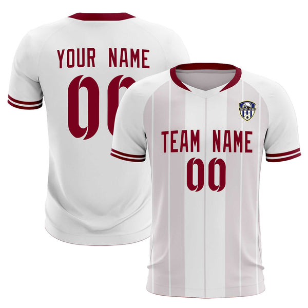Custom White Classic Striped Personalized Soccer Tops/Sets Jersey | BuyFootballJersey