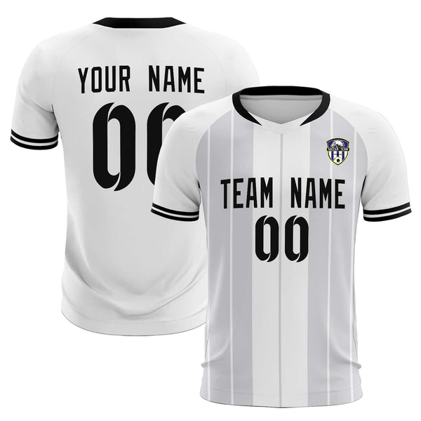 Custom White Classic Striped Personalized Soccer Tops/Sets Jersey | BuyFootballJersey