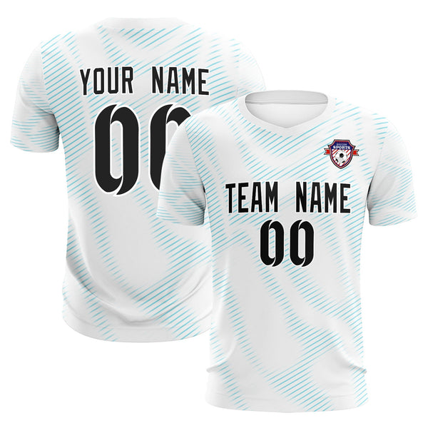 Custom White Sky Blue Training Uniform For Men Soccer Sets Jersey | BuyFootballJersey
