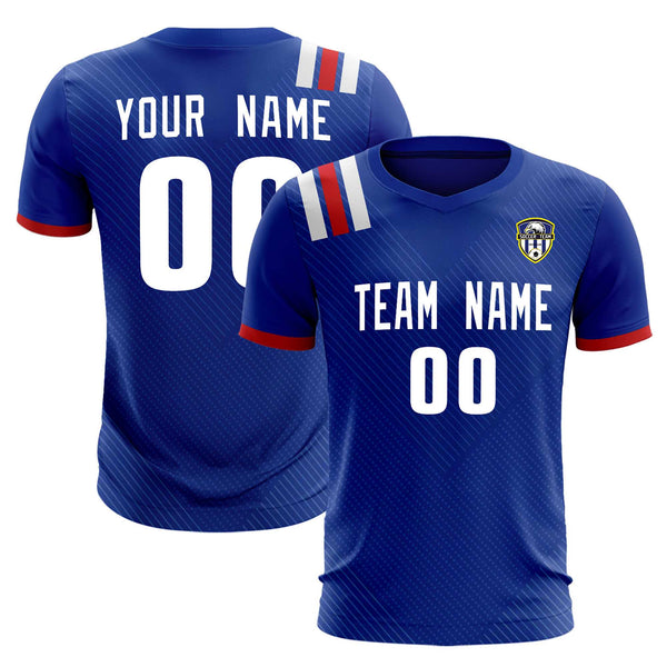 Custom Royal Striped Sportswear Soccer Tops/Sets Jersey For Adults | BuyFootballJersey