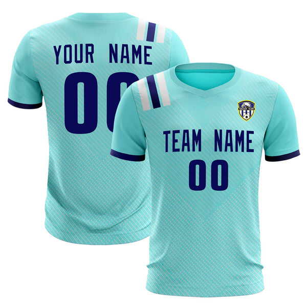 Custom Sky Blue Striped Sportswear Soccer Tops/Sets Jersey For Adults | BuyFootballJersey