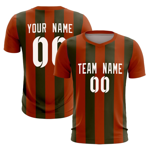 Custom Texas Orange Olive Vertical Stripes Casual Outdoor Soccer Sets Jersey | BuyFootballJersey