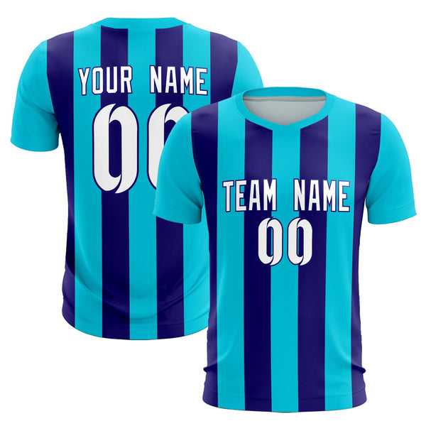 Custom Sky Blue Royal Vertical Stripes Casual Outdoor Soccer Sets Jersey | BuyFootballJersey