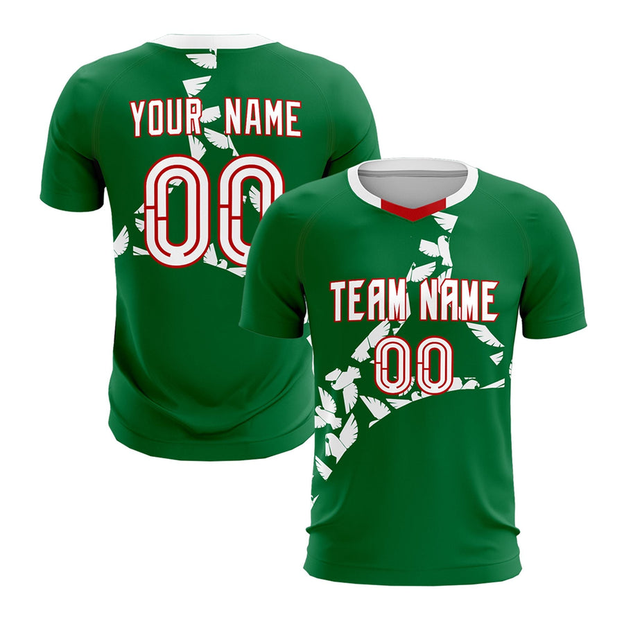 Custom Kelly Green White Eagle Graphic Tournament-Style Wrinkle-Resistant Graffiti Pattern Soccer Sets Jersey | BuyFootballJersey