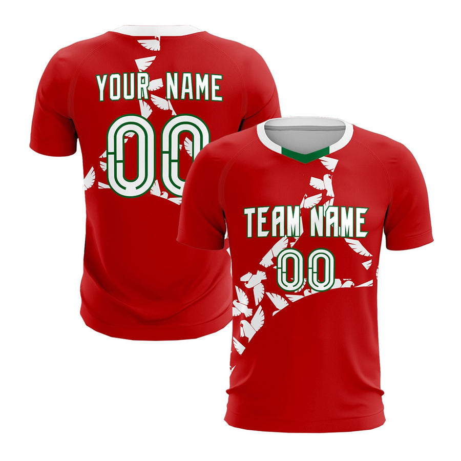Custom Red White Eagle Graphic Tournament-Style Quick-Drying Graffiti Pattern Soccer Sets Jersey | BuyFootballJersey