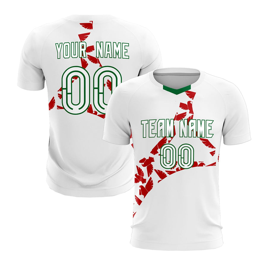 Custom White Red Eagle Graphic Tournament-Style Lightweight Graffiti Pattern Soccer Sets Jersey | BuyFootballJersey