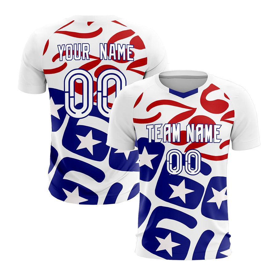 Custom White Star Graphic Tournament-Style Quick-Drying Graffiti Pattern Soccer Sets Jersey | BuyFootballJersey