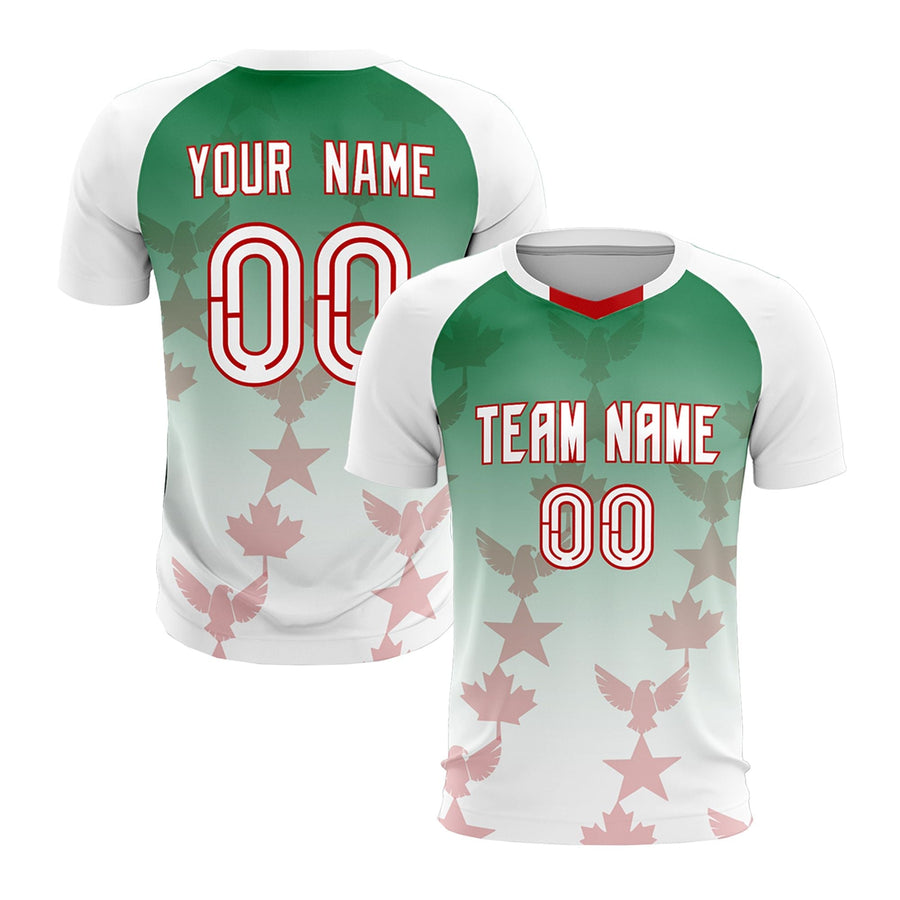 Custom White Kelly Green Tournament-Style Quick-Drying Training Uniform Gradient Fashion Soccer Sets Jersey | BuyFootballJersey
