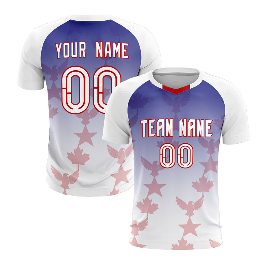 Custom White Royal Tournament-Style Lightweight&Drapable Training Uniform Gradient Fashion Soccer Sets Jersey | BuyFootballJersey