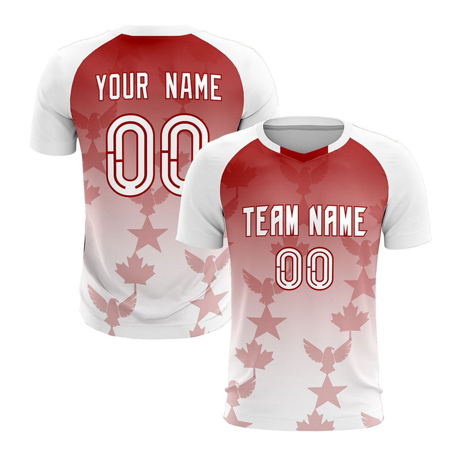 Custom White Red Tournament-Style Wrinkle-Resistant Training Uniform Gradient Fashion Soccer Sets Jersey | BuyFootballJersey