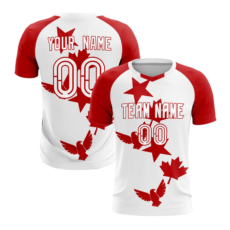 Custom Red White Tournament-Style Lightweight&Drapable Training Uniform Raglan Sleeve Soccer Sets Jersey | BuyFootballJersey