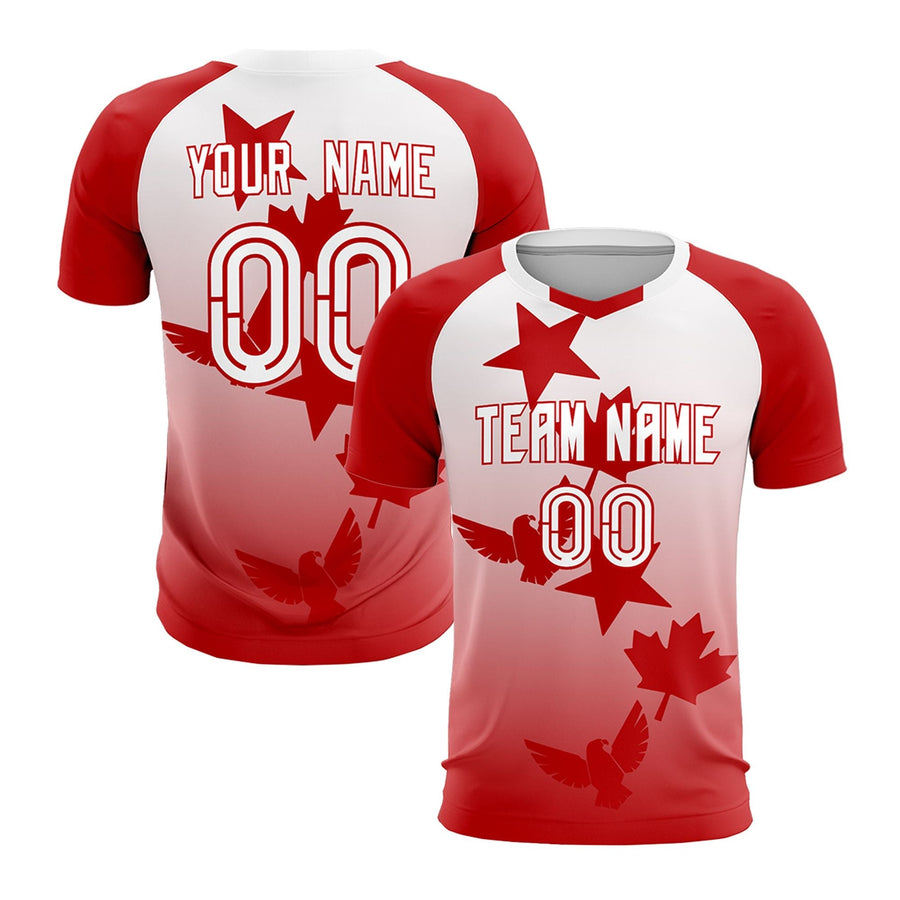 Custom Red White Tournament-Style Wrinkle-Resistant Training Uniform Gradient Fashion Soccer Sets Jersey | BuyFootballJersey