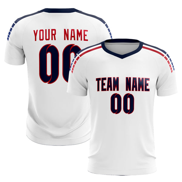 Custom white Striped Quick Dry Tops Soccer Sets Jersey | BuyFootballJersey