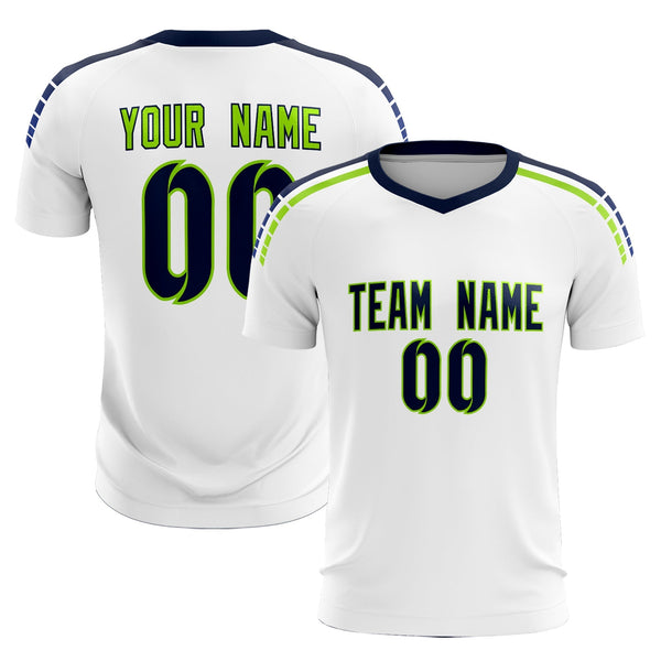 Custom White Raglan Shoulder Striped Soccer Tops/Sets Jersey | BuyFootballJersey