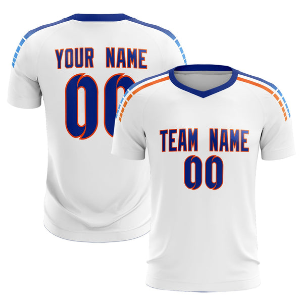 Custom White Raglan Shoulder Striped Soccer Tops/Sets Jersey | BuyFootballJersey