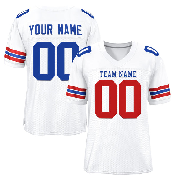 Custom White Royal-White Classic Style Mesh Football Jersey | BuyFootballJersey