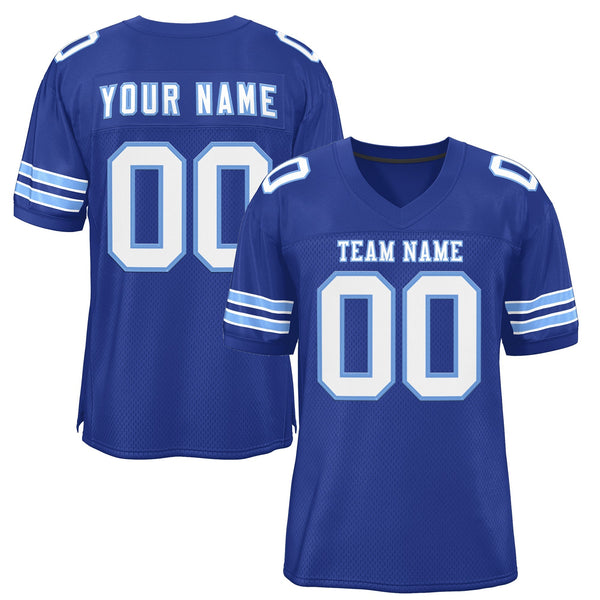 Custom Royal White-Light Blue Classic Style Mesh Football Jersey | BuyFootballJersey