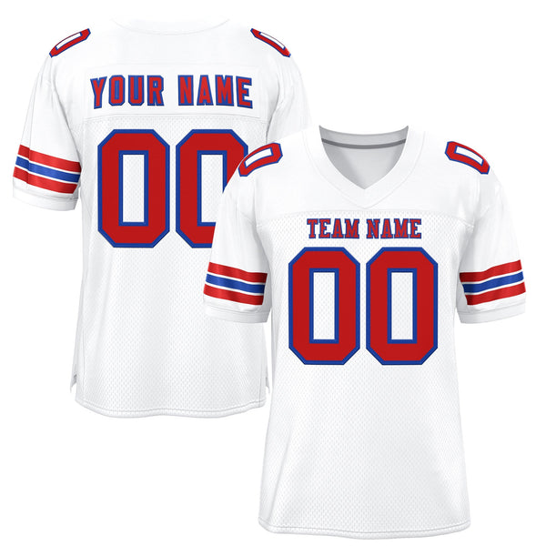 Custom White Red-Royal Classic Style Mesh Football Jersey | BuyFootballJersey