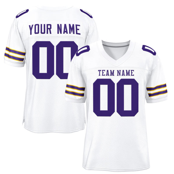 Custom White Purple-White Classic Style Mesh Football Jersey | BuyFootballJersey