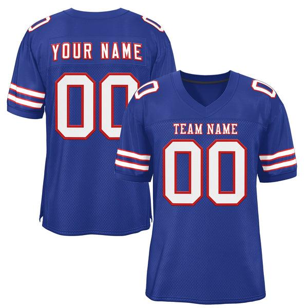 Custom Royal White-Red Classic Style Mesh Football Jersey | BuyFootballJersey