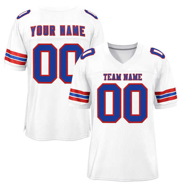 Custom White Royal-Red Classic Style Mesh Football Jersey | BuyFootballJersey